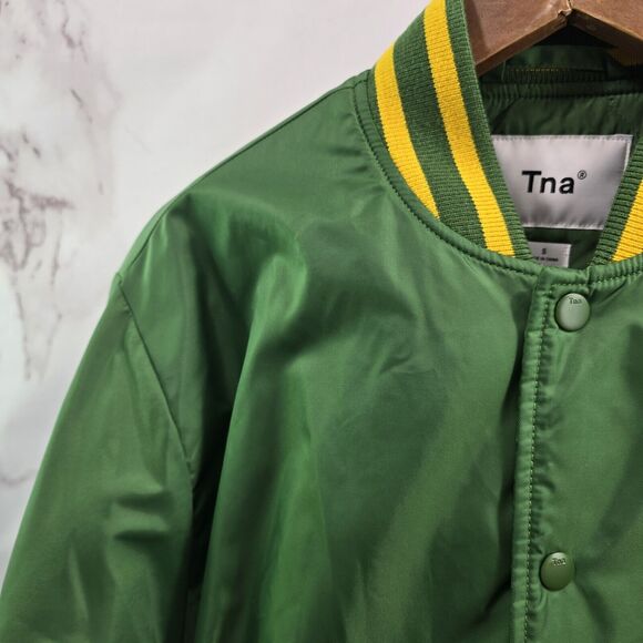 Aritzia TNA Jacket Men Small Green Stadium Yellow Varsity Bomber Coat Letterman - Picture 2 of 11